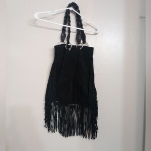 D2 Genuine Leather Fringe Hobo Shoulder Bag Made In Italy